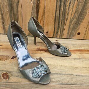 Badgley Mischka Metallic Embellished Heels